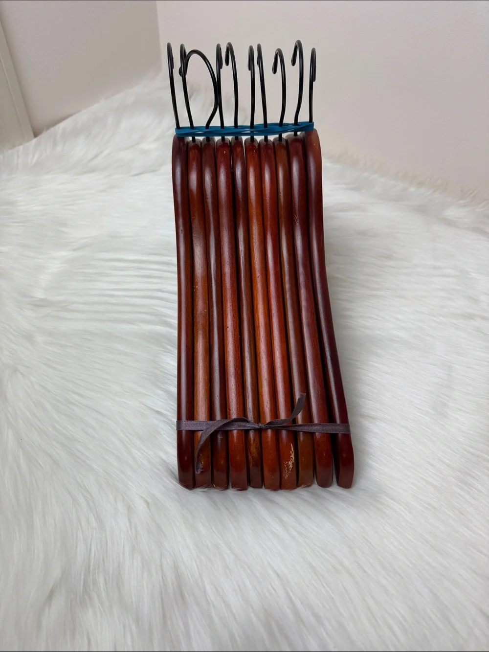 Brookstone Premium Wooden Hangers with Bar in Mahogany  - Set of 10